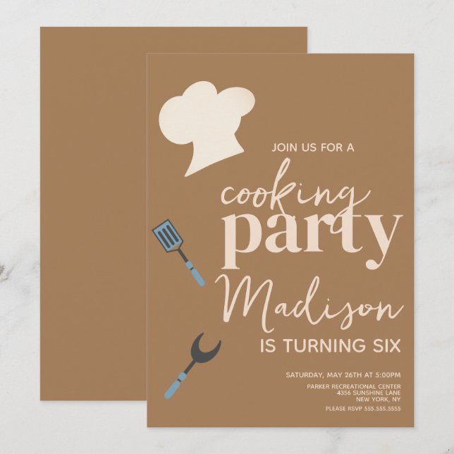 Cuisine Chefs Anniversaire Fête Invitation (Devant / Derrière)