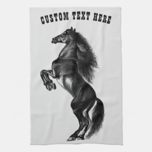 Cuisine Cheval Noir Serviette Votre Nom Texte