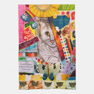 Cuisine Colorée Mélange Chat Collage Serviette