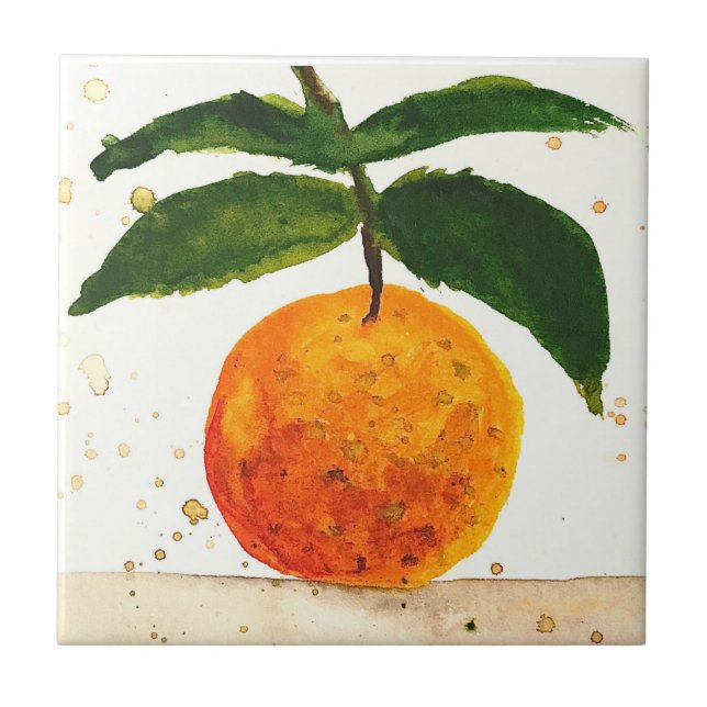 Cuisine d'aquarelle aux fruits orange Carreaux en  (Devant)