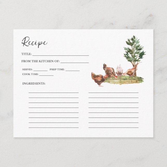 Cuisine de campagne | Carte de recette de Fête des (Devant)