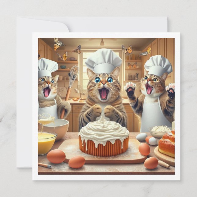 Cuisine de chats, invitation à la fête de boulange (Devant)