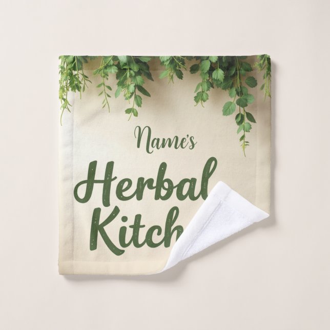 Cuisine en Herbe Rustique Serviette personnalisée (Gant de toilette)