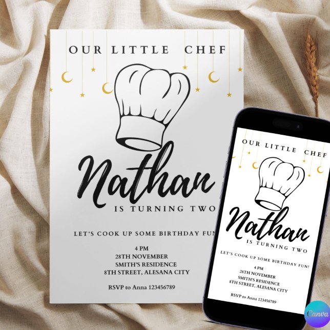 Cuisine Enfants Anniversaire Invitation Minimalist (Créateur téléchargé)
