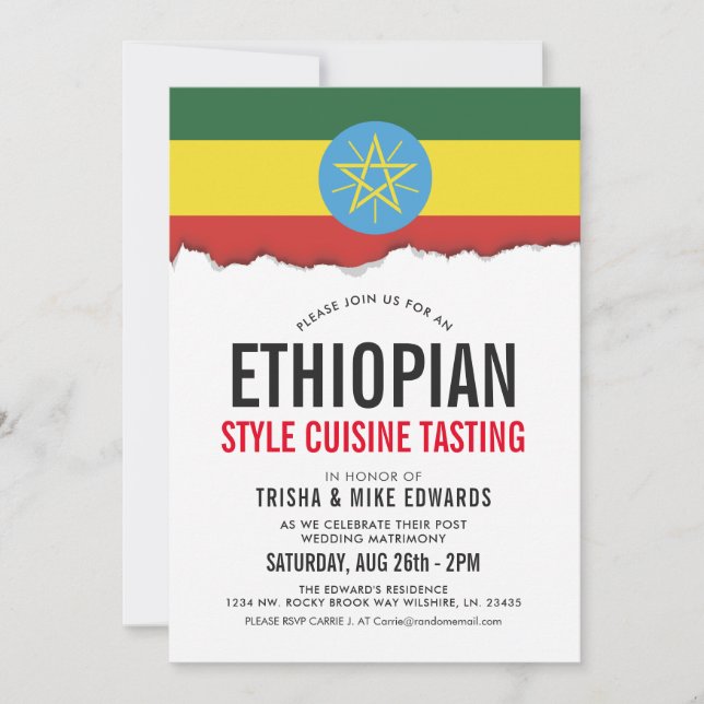 Cuisine Éthiopienne À Thème| Invitation du drapeau (Devant)