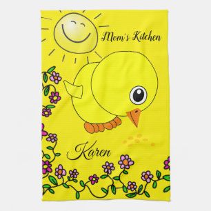 Cuisine Florale de poussette jaune serviette à mai