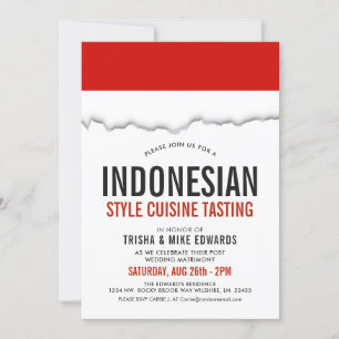 Cuisine indonésienne  Invitation blanc du drapeau 