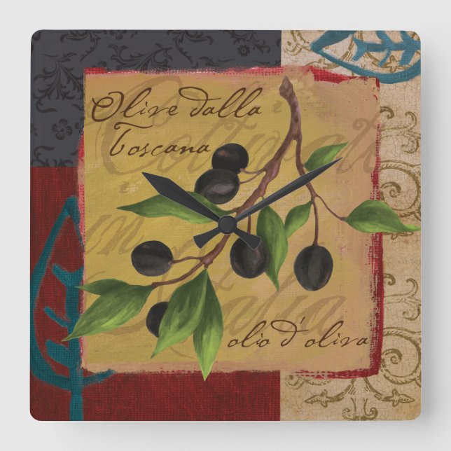 Cuisine italienne Olives toscanes Horloge murale (Recto)