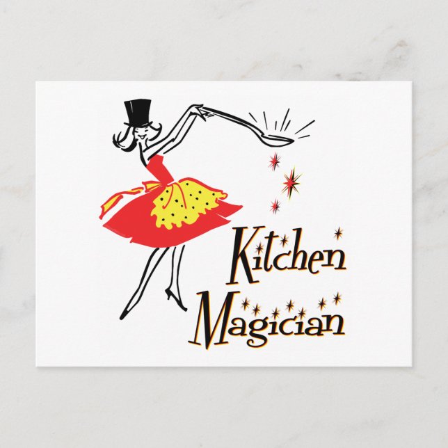Cuisine Magicien Retro Cuisine Art Carte postale (Devant)