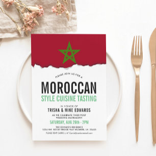 Cuisine marocaine   Invitation blanc du drapeau du