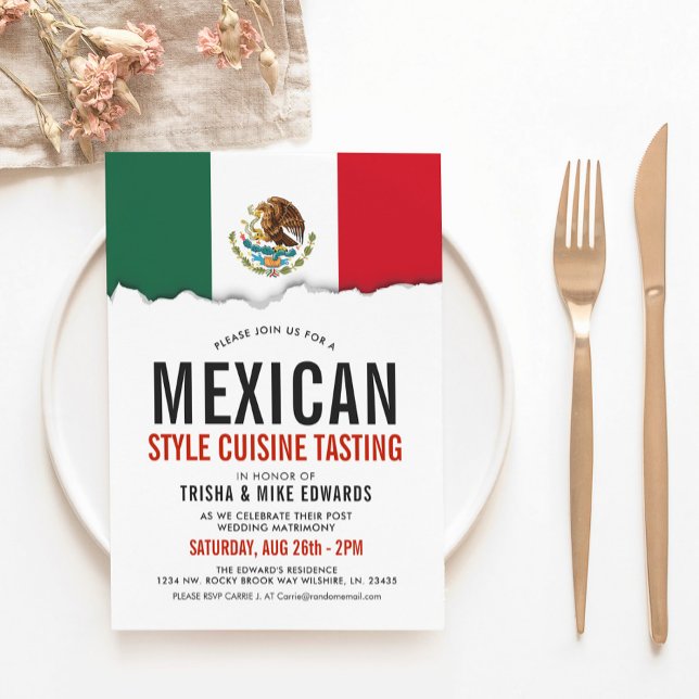 Cuisine mexicaine | Invitation blanc du drapeau du (Créateur téléchargé)
