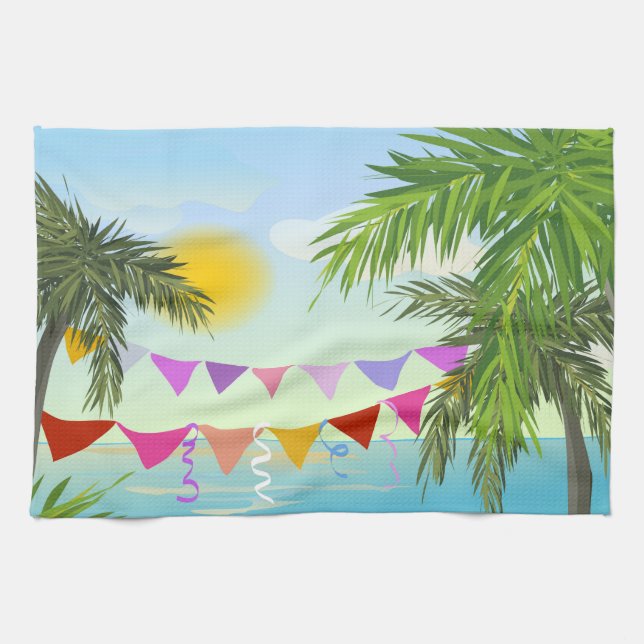 Cuisine Palmiers avec Bunting et linge de maison Sun (Horizontal)