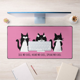 Cuisine Personnalisée Noir Blanc Tuxedo Chats Rose