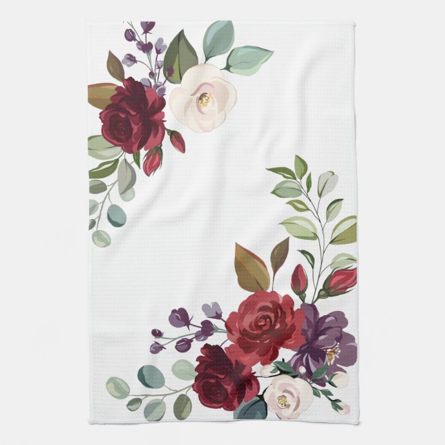 Cuisine personnalisée Serviette blanche Roses Gold (Vertical)