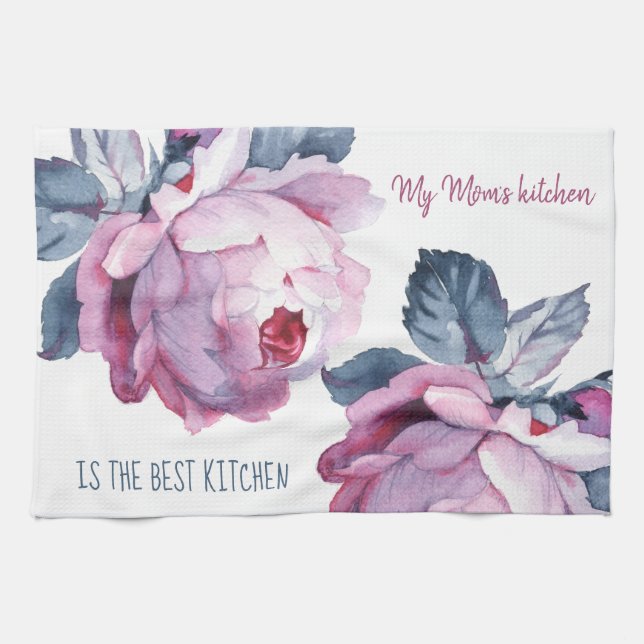 Cuisine personnalisée serviette florale cadeau de  (Horizontal)