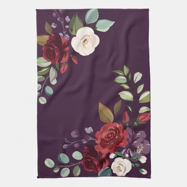 Cuisine personnalisée Serviette Plum violet Rose o (Vertical)