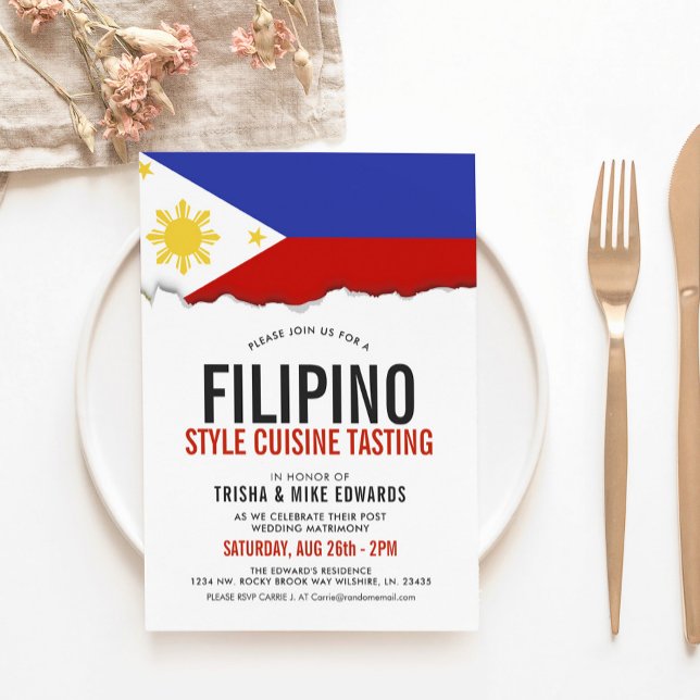 Cuisine philippine | Invitation blanc du drapeau d (Créateur téléchargé)