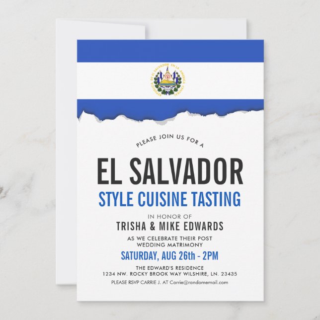 Cuisine salvadorienne| Invitation blanc du drapeau (Devant)