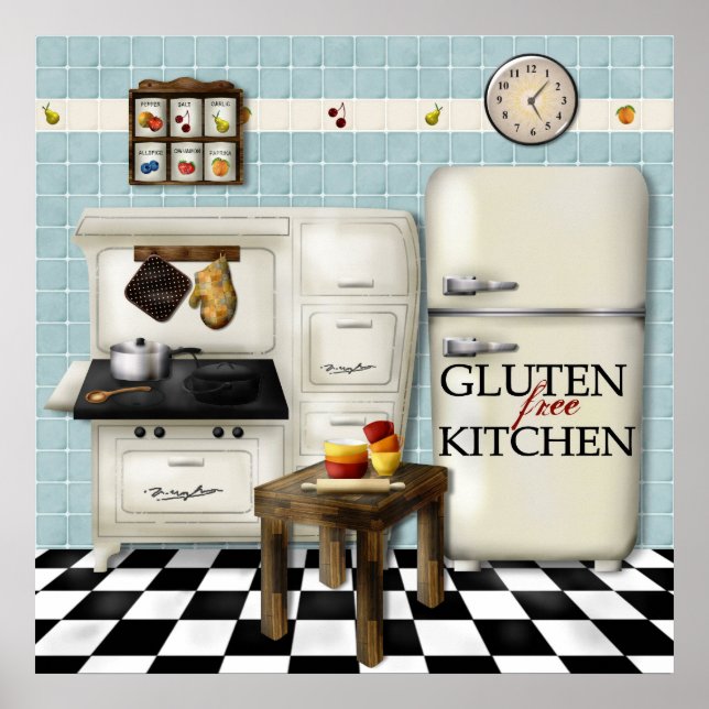 Cuisine sans gluten - Poster Turquoise (Devant)