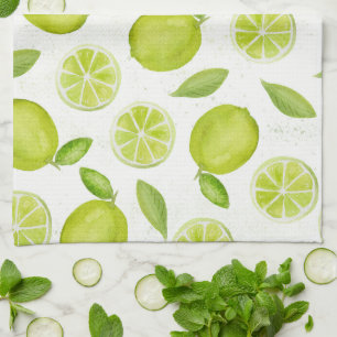 Cuisine Serviette Aquarelle Lime Motif