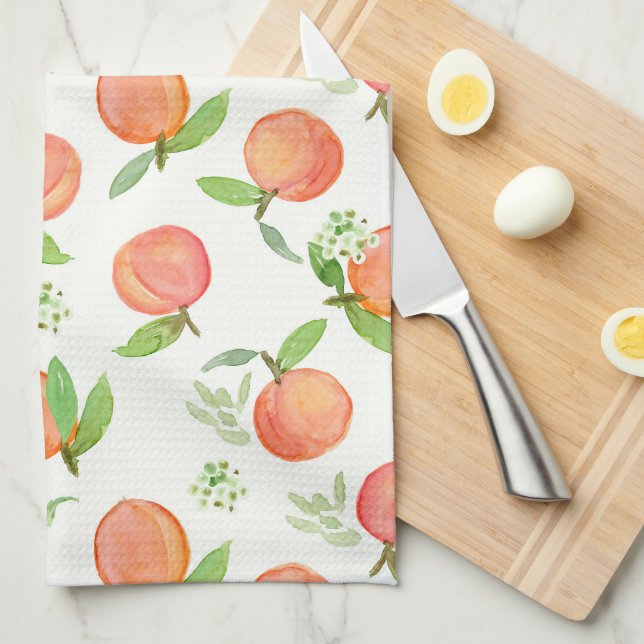 Cuisine Serviette Aquarelle Pêche Motif (Quart Plié)