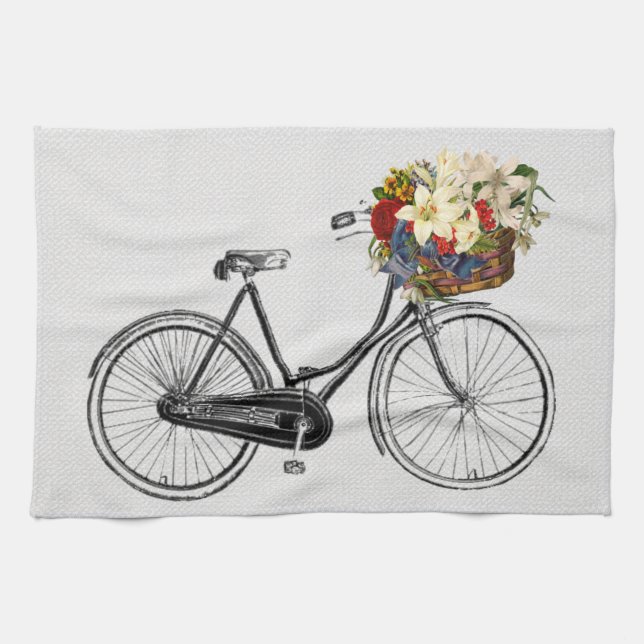 Cuisine serviette vélo fleur vélo (Horizontal)