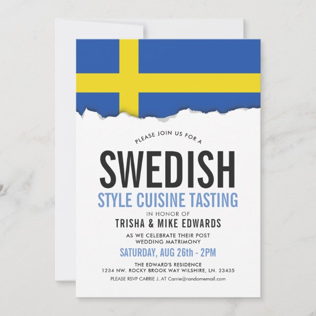 Cuisine suédoise| Invitation du drapeau du parti (Devant)