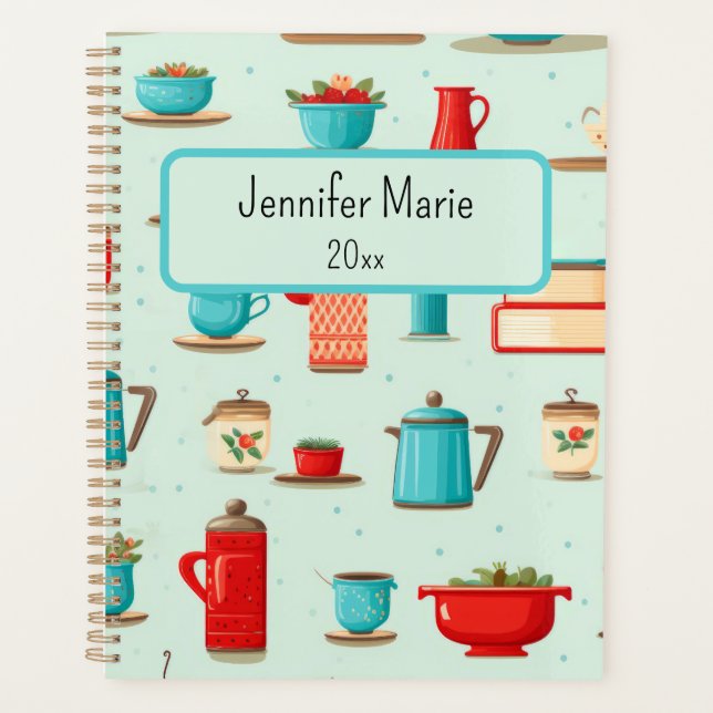 Cuisine vintage Motif Turquoise Rouge (Devant)