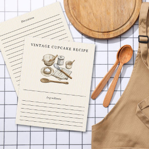 Cuisine vintage Ustensiles Recette rayée Carte