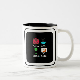 "Cuisinez. Manger. Bois ! Blog." Mug à deux tons