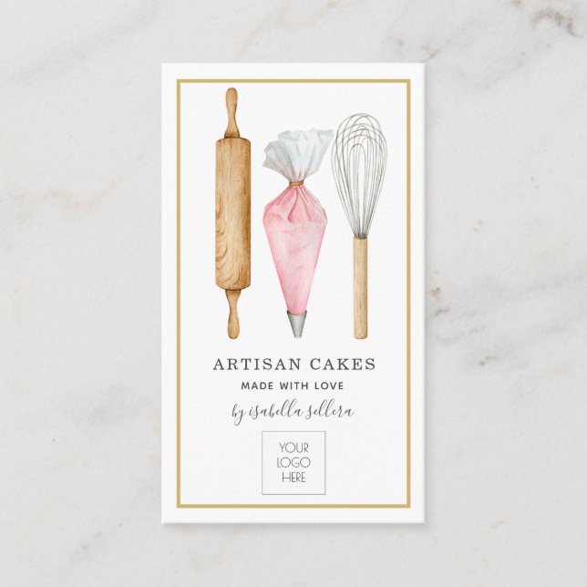 Cuisinier boulanger Outils Logo Carte de visite (Devant)