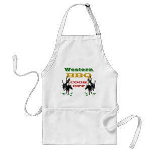 Cuisinier occidental de BBQ de tablier outre des