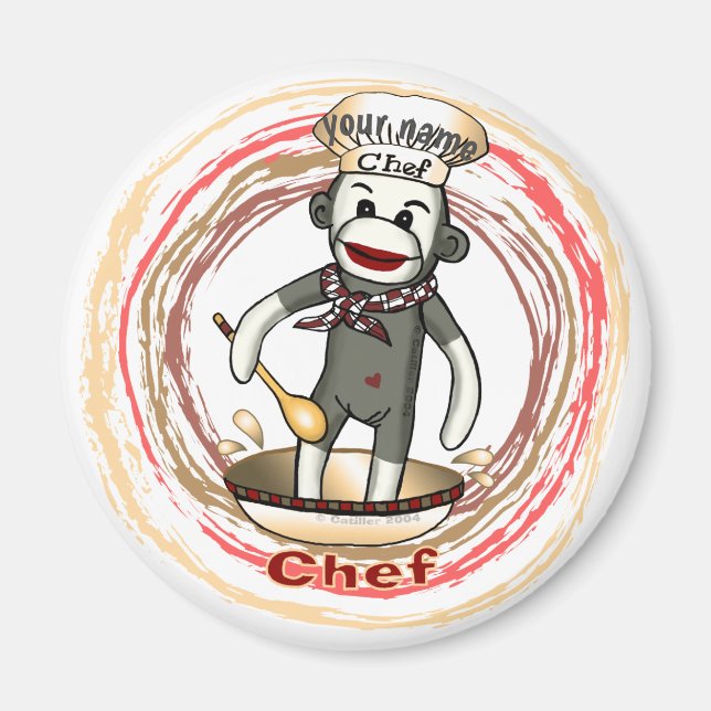 Cuisinier Sock Monkey  aimant (Devant)