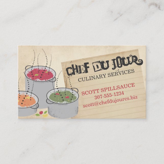 Cuisson à la vapeur du carte de visite de (Devant)