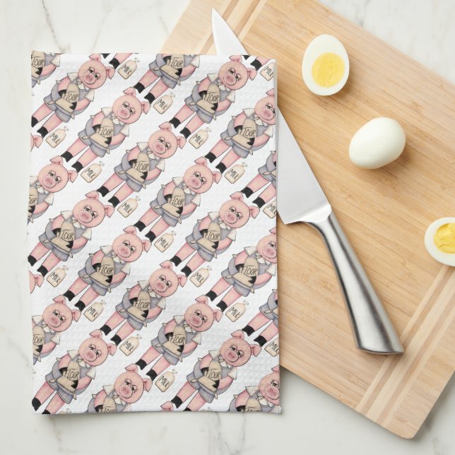 Cuisson Cochon serviette de cuisine Motif (Quart Plié)