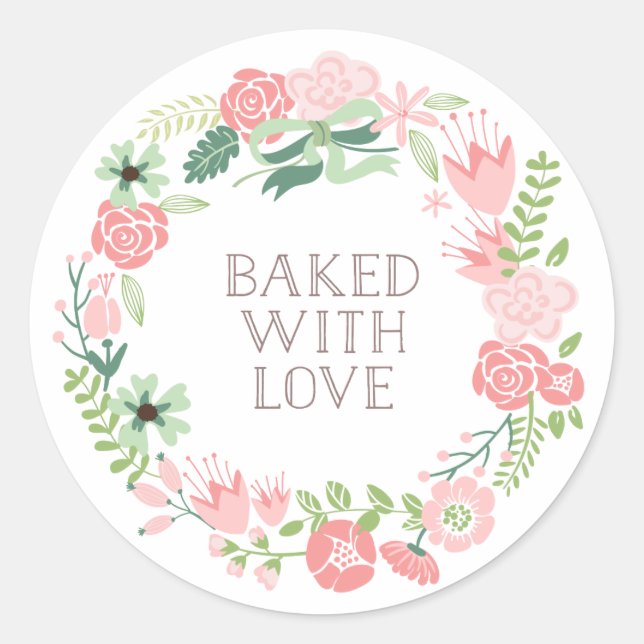 Cuit avec la couronne de fleurs d'amour | Stickers (Devant)