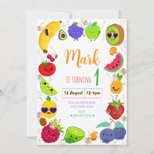Cuit Fruit Birthday Invitation