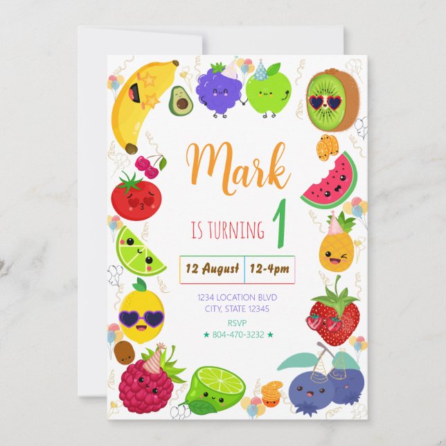 Cuit Fruit Birthday Invitation (Front)