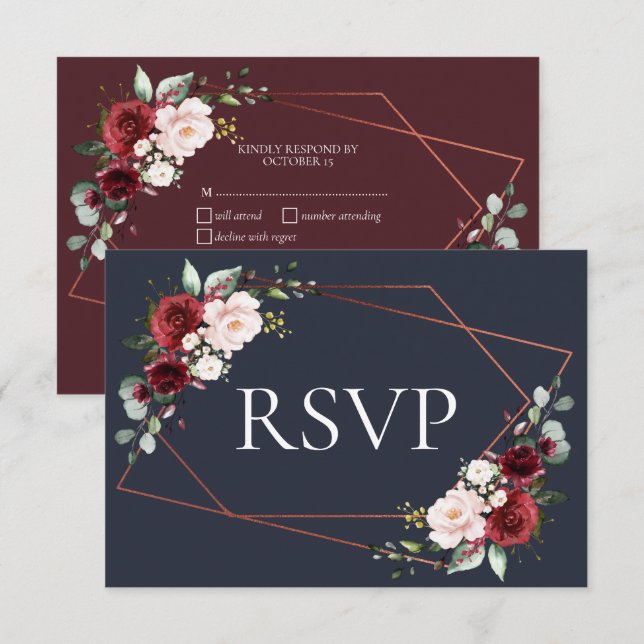Cuivre Géométrique Bourgogne Bleu RSVP (Devant / Derrière)