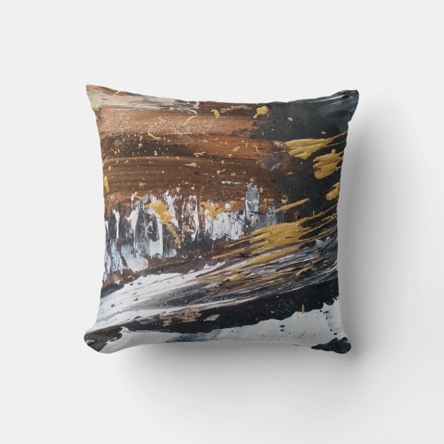 Cuivre, or, gris, long coussin blanc d'art (Recto)
