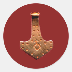 Cuivre Thor Hammer rouge gros autocollants ronds