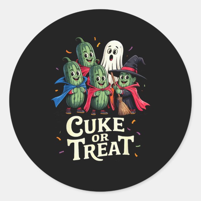 Cuke Or Treat – Funny Halloween Cuber Costume  Classic Round Sticker (Front)