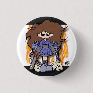 Cukini Chainsaw Undead Killer 1 Inch Round Button