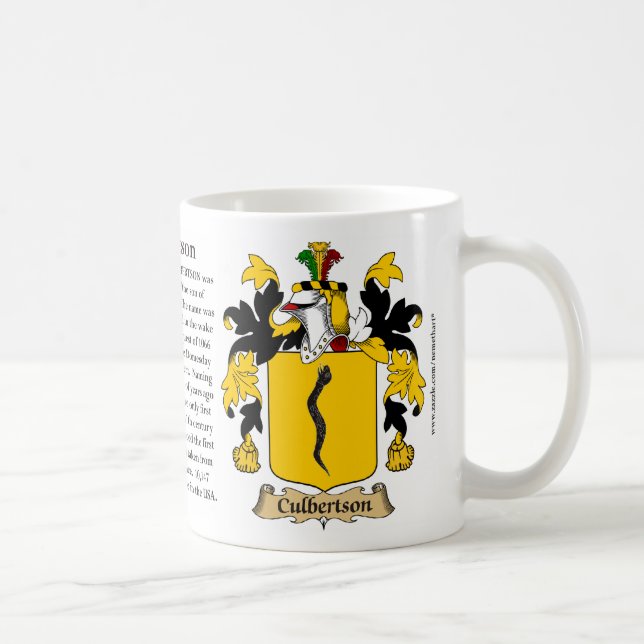 Culbertson, the Origin, the Meaning and the Crest Coffee Mug (Right)