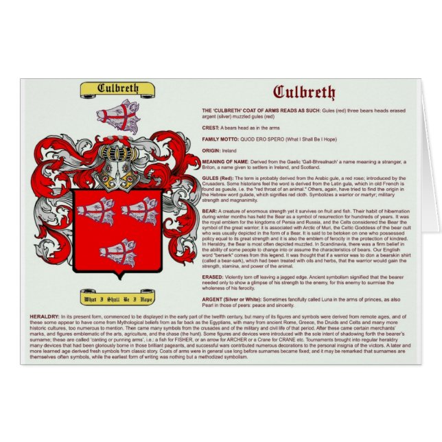 Culbreth (meaning) (Front Horizontal)