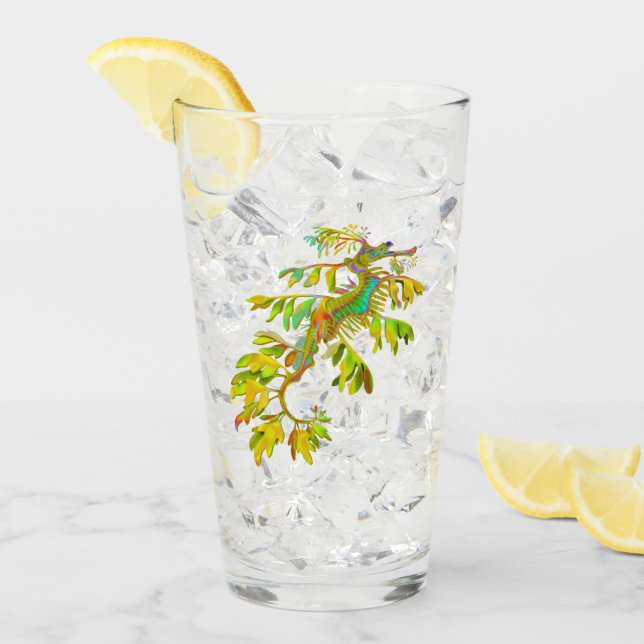Culbuteur feuillu en verre d'hippocampe de dragon (Devant glace)