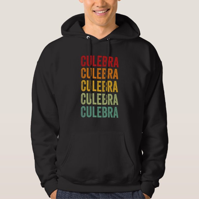 Culebra County Puerto Rico Rainbow Text Design Hoodie (Front)
