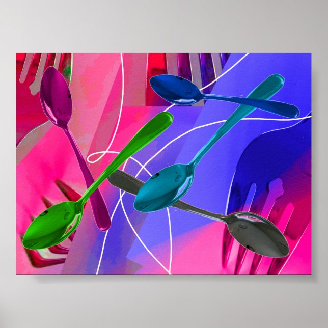 Culinary Art Design Colourful Cutlery Poster (Front)