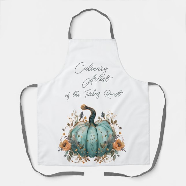 Culinary Artist of the Turkey Roast Blue Pumpkin  Apron (Front)