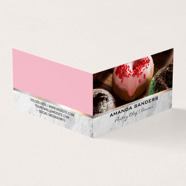 Culinary Arts | Gourmet Doughnuts on Table Business Card (Outside)